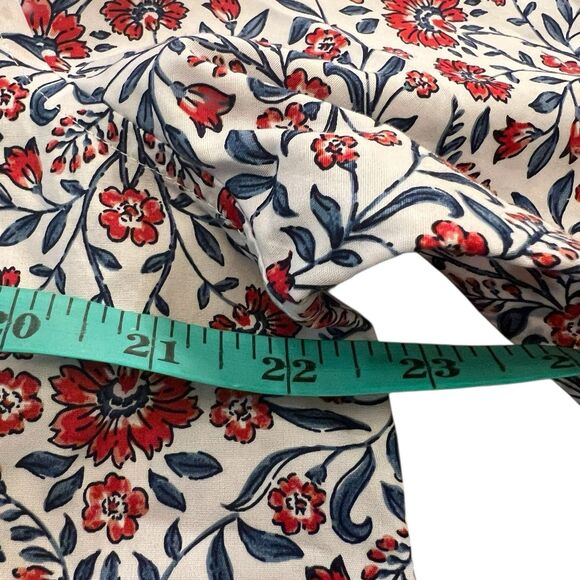 Lands’ End Floral Button Down Top L Red Blue Long Sleeve Western Classic Warm - Picture 5 of 12